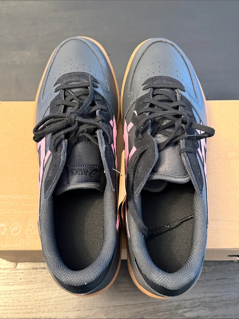 ASICS Skyhand Black Sneakers with Pink Stripes
